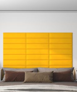Zidne ploče 12 kom žute 60 x 15 cm baršunaste 1