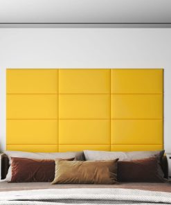 Zidne ploče od tkanine 12 kom žute 60x30 cm baršunaste 2
