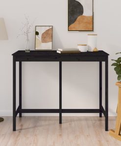 Barski stol crni 140 x 80 x 110 cm od masivne borovine