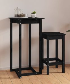 Barski stol crni 60 x 60 x 110 cm od masivne borovine