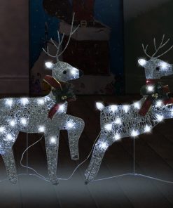 Božićni sobovi 2 kom srebrni 40 LED žarulja