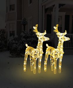 Božićni sobovi 2 kom topli bijeli 80 LED žarulja akrilni