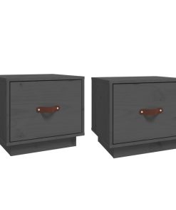 Noćni ormarići 2 kom sivi 40 x 34 x 35 cm od masivne borovine