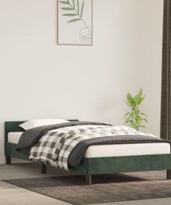 Okvir za krevet s uzglavljem tamnozeleni 90x190 cm baršunasti