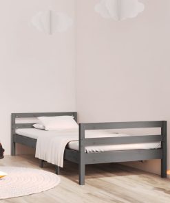 Okvir za krevet sivi 90 x 190 cm od masivne borovine