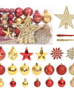 Set božićnih kuglica od 108 komada zlatne i crvene