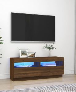 TV ormarić s LED svjetlima boja smeđeg hrasta 100 x 35 x 40 cm