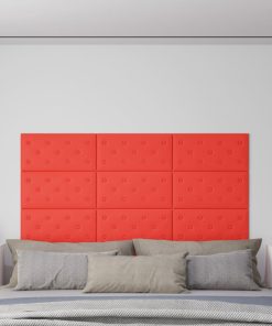 Zidne ploče od umjetne kože 12 kom crvene 60 x 30 cm 2
