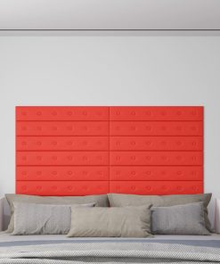 Zidne ploče od umjetne kože 12 kom crvene 90 x 15 cm 1