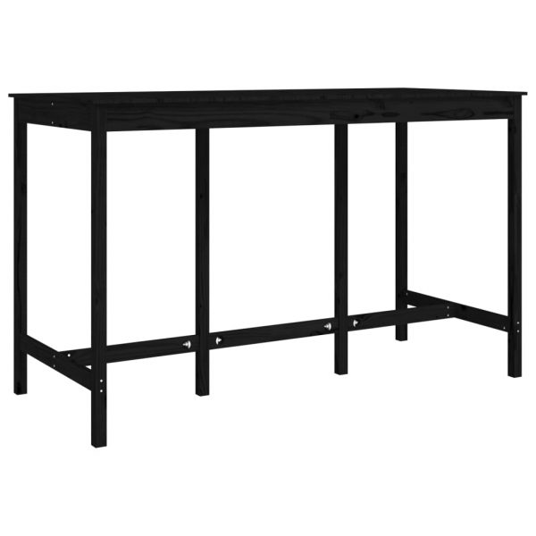 Barski stol crni 180x80x110 cm od masivne borovine