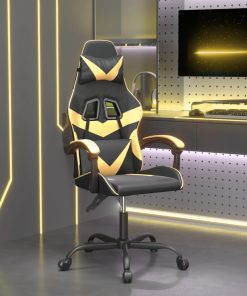Igraća stolica crno-zlatna od umjetne kože