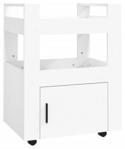 Kuhinjska kolica bijela 60 x 45 x 80 cm od konstruiranog drva