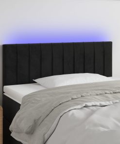 LED uzglavlje crno 100x5x78/88 cm baršunasto