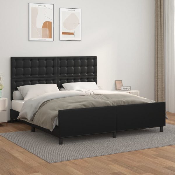 Okvir za krevet s uzglavljem crni 180x200 cm od umjetne kože