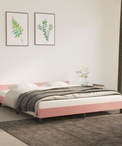 Okvir za krevet s uzglavljem ružičasti 180x200 cm baršunasti