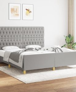 Okvir za krevet s uzglavljem svjetlosivi 180x200 cm od tkanine