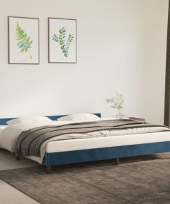 Okvir za krevet s uzglavljem tamnoplavi 200x200 cm baršunasti