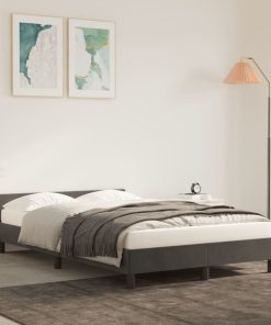 Okvir za krevet s uzglavljem tamnosivi 120x200 cm baršunasti