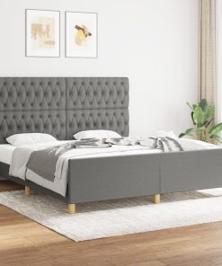 Okvir za krevet s uzglavljem tamnosivi 180 x 200 cm od tkanine