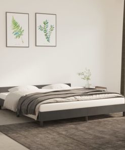 Okvir za krevet s uzglavljem tamnosivi 180x200 cm baršunasti