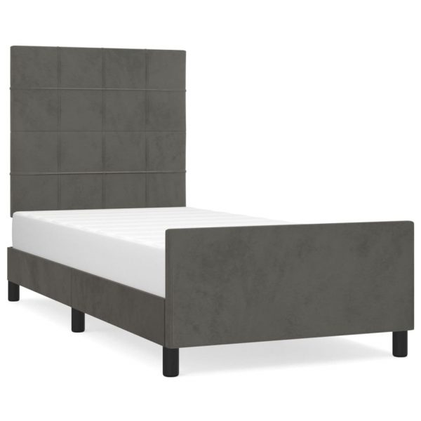 Okvir za krevet s uzglavljem tamnosivi 90x190 cm baršunasti