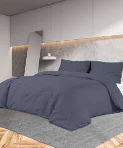 Set posteljine za poplun antracit 135x200 cm lagana mikrovlakna