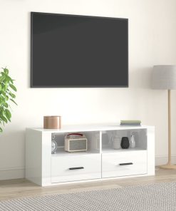TV ormarić sjajni bijeli 100 x 35 x 40 cm od konstruiranog drva