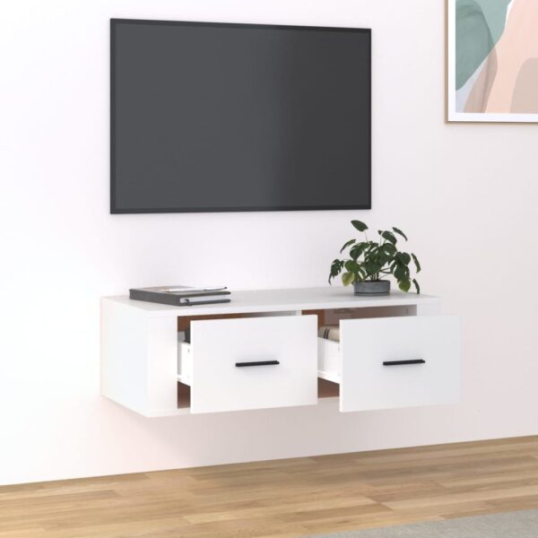 Viseći TV ormarić bijeli 80 x 36 x 25 cm od konstruiranog drva - Image 3