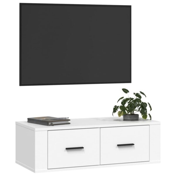 Viseći TV ormarić bijeli 80 x 36 x 25 cm od konstruiranog drva - Image 4