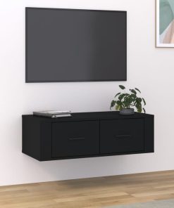 Viseći TV ormarić crni 80 x 36 x 25 cm od konstruiranog drva