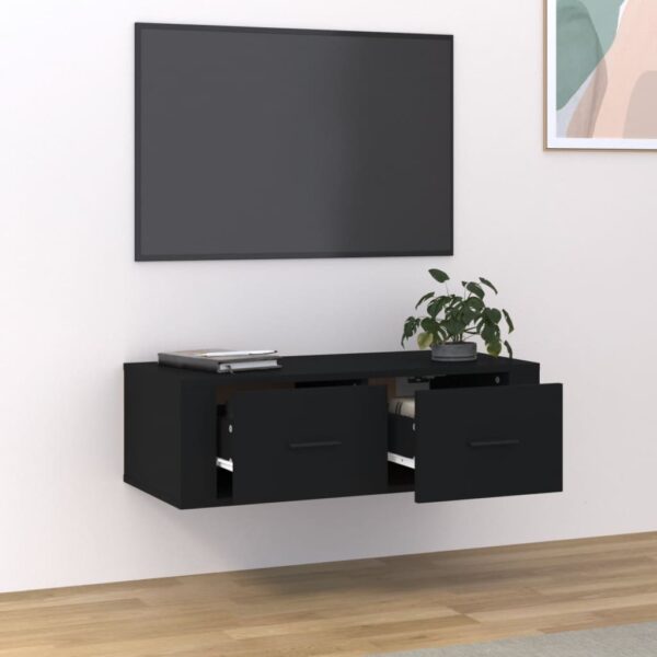 Viseći TV ormarić crni 80 x 36 x 25 cm od konstruiranog drva - Image 3