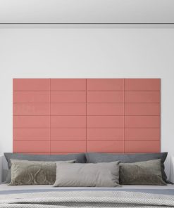 Zidne ploče 12 kom ružičaste 90 x 15 cm baršunaste 1