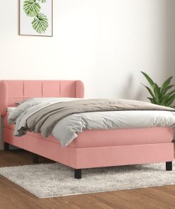 Box spring krevet s madracem ružičasti 100x200 cm baršunasti