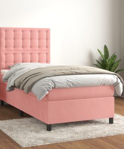 Box spring krevet s madracem ružičasti 100x200 cm baršunasti