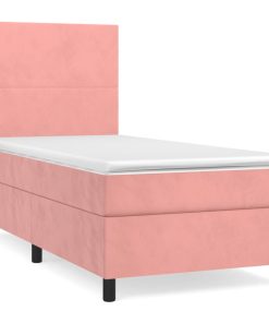 Box spring krevet s madracem ružičasti 90x190 cm baršunasti
