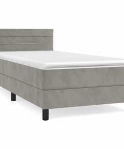 Box spring krevet s madracem svjetlosivi 100x200 cm baršunasti