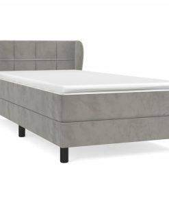 Box spring krevet s madracem svjetlosivi 100x200 cm baršunasti