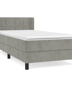 Box spring krevet s madracem svjetlosivi 100x200 cm baršunasti