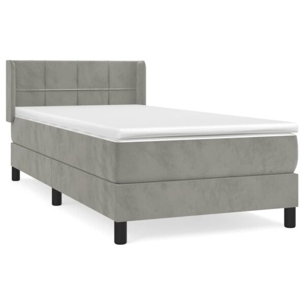 Box spring krevet s madracem svjetlosivi 100x200 cm baršunasti