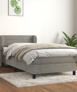 Box spring krevet s madracem svjetlosivi 100x200 cm baršunasti