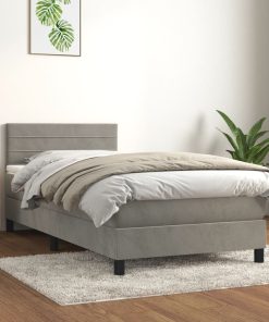 Box spring krevet s madracem svjetlosivi 100x200 cm baršunasti