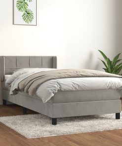 Box spring krevet s madracem svjetlosivi 100x200 cm baršunasti