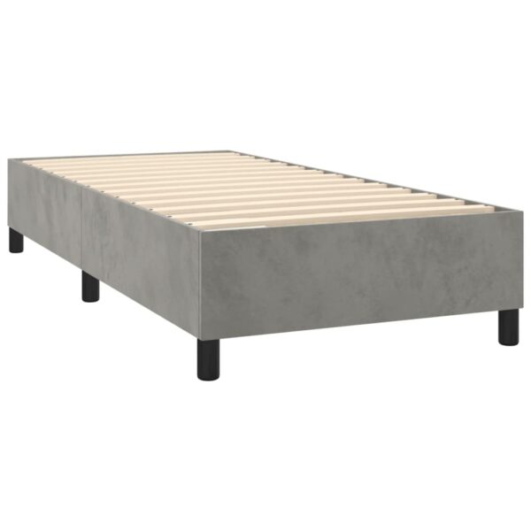 Box spring krevet s madracem svjetlosivi 100x200 cm baršunasti - Image 4