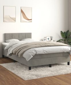 Box spring krevet s madracem svjetlosivi 120x200 cm baršunasti