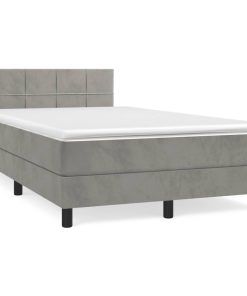 Box spring krevet s madracem svjetlosivi 120x200 cm baršunasti