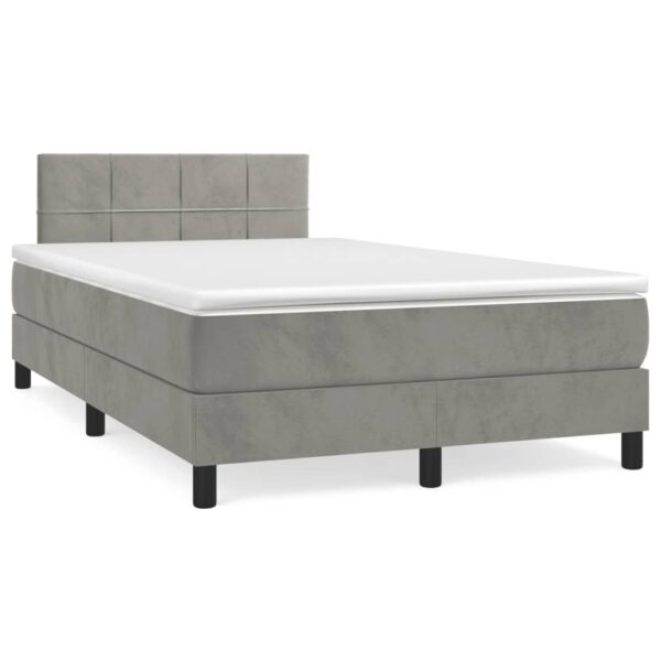 Box spring krevet s madracem svjetlosivi 120x200 cm baršunasti