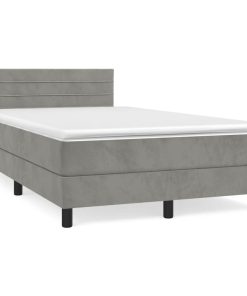 Box spring krevet s madracem svjetlosivi 120x200 cm baršunasti