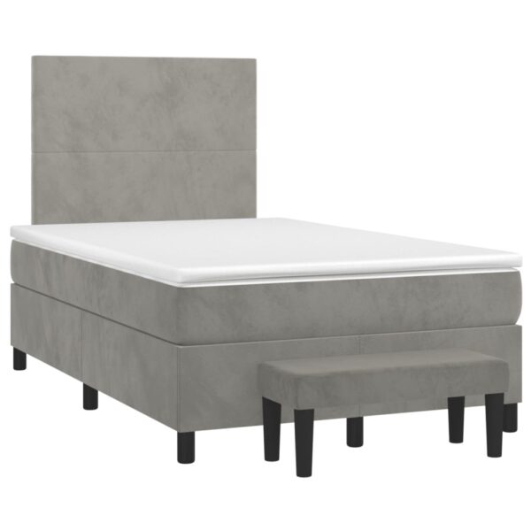 Box spring krevet s madracem svjetlosivi 120x200 cm baršunasti - Image 3