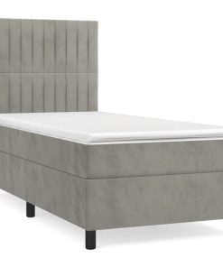 Box spring krevet s madracem svjetlosivi 80 x 200 cm baršunasti