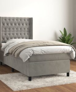 Box spring krevet s madracem svjetlosivi 80 x 200 cm baršunasti